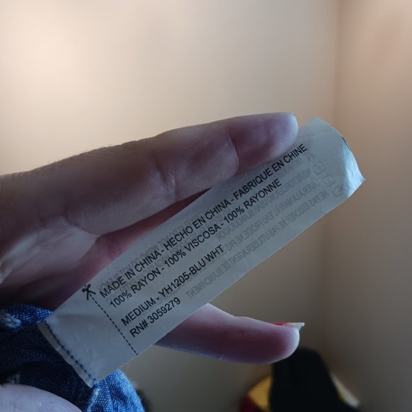 Thread & Supply Top Off the Shoulder Blouse Blue Vertical Stripe To Size Medium - Picture 5 of 5